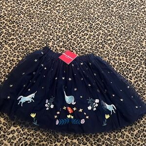 Hanna Andersson Dark Blue Skirt with Unicorn Embroidery
